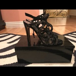 Gianvito Rossi black suede stiletto sandals
